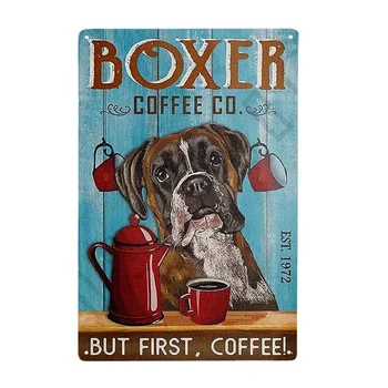 Boxer Köpek Retro Metal Tabela, Güzel Popo Posteri Ev duvar sanat posterleri Plaklar Ev Oturma Odası Mutfak Cafe Bar Duvar Dekor