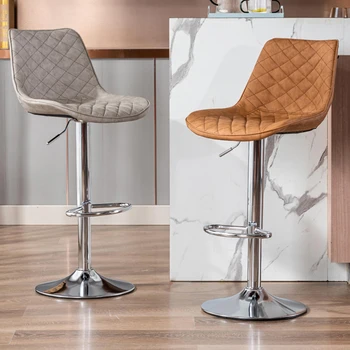 Deri Bar sandalyeleri Modern Metal italyan taburesi Çoğaltma tasarım sandalye İskandinav Oturma Odası Sillas De Ev Bar Mobilyası YYY40XP