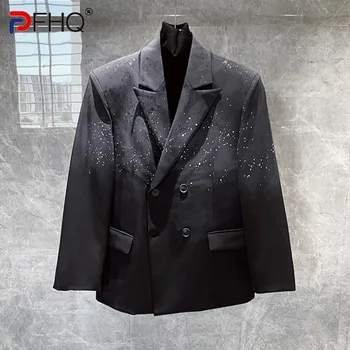 PFHQ Degrade Renk Gevşek Blazers erkek Gelgit Kruvaze Sıçrama mürekkep Yakışıklı Serin Sonbahar Takım Elbise Ceketleri Bölünmüş İncelik 21Z2353