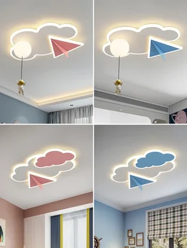 Çocuk odası ışık Modern Minimalist karikatür Pilot balon ışık lüks yaratıcı kişilik uçak bulut yatak odası ışık