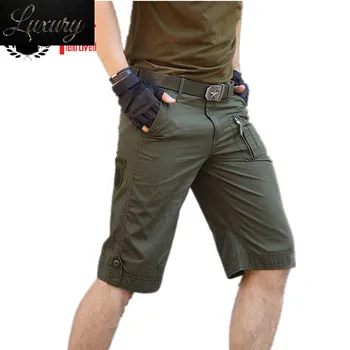 Askeri Kısa Pantolon Erkekler Üniforma Giyim Kamuflaj Sıcak Bermuda Pamuk Yaz Çok Cep Kargo Şort Erkek Ordu Tarzı Yeşil