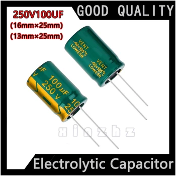 Elektrolitik kondansatör 250V 100UF Yeni Orijinal Yüksek Frekanslı Dayanıklı Kondansatör Özellikleri 13X2 5MM / 16X25MM