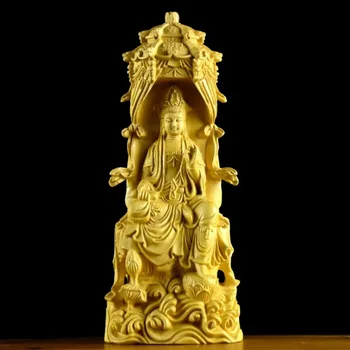 Şimşir oyma Su Dalgası Pagoda Guanyin Bodhisattva süs Avalokitesvara heykelleri vardır enshrined evde Buda figürü
