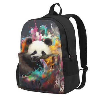 Panda Sırt Çantası Patlama Sıvı Sıçrama Erkek Kız Polyester Günlük Sırt Çantaları Büyük Şık Okul Çantaları Sırt Çantası
