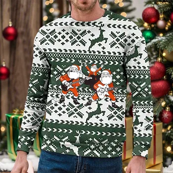 Erkek Sonbahar Ve Kış Noel Kapüşonlu Sweatshirt Şenlikli Tarzı Kısmi Tam Baskı Komik Komik Santa Kapüşonlu Sweatshirt