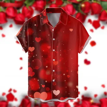Erkek gömleği Çift Eşleştirme Bluzlar sevgililer Günü gömlek erkek arkadaşı Rahat Sevgilisi Üstleri şenlikli çekirdek Grafik tatil camisas