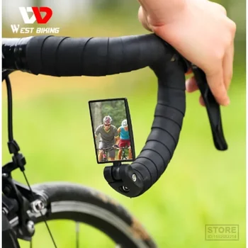 Batı BISIKLET 360 Derece Dönebilen Bisiklet dikiz aynası Bisiklet Dikiz Aynası Bisiklet Aksesuarları MTB Bisiklet Gidon Ayna