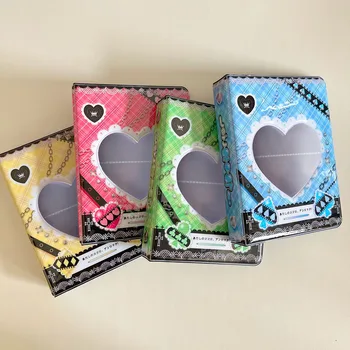 Aşk Kalp Kpop Photocards Kitap + 16 adet Kollu Seti Fotoğraf Kartları Albüm Koleksiyonu Fotocard Tutucu Kalp İçi Boş 3 İnç INS Serin
