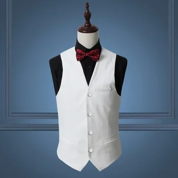 2023 Erkek Yelek Düğün Beyaz Slim Fit Takım Elbise Yelek Ceket Resmi Tasarımcı Kolsuz Tek göğüslü Büyük üst giysi
