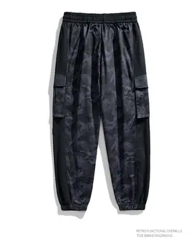 2023 İlkbahar Yaz erkek Tulum Katı Tulum Gevşek Kargo Pantolon Vintage baskı Moda Rahat Haki Erkek Giyim D128