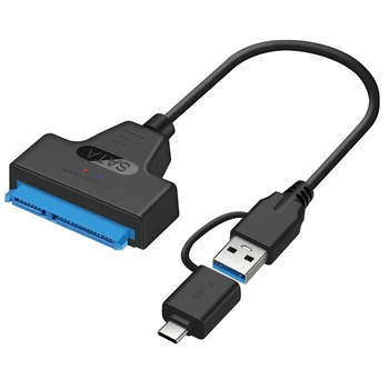 2 in 1 SATA USB 3.0 Kablosu SATA C Tipi harici sabit disk 22Pin Dönüştürücü Adaptör için 2.5 İnç HDD / SSD