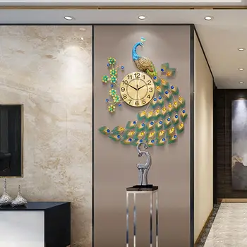 Otel Dekor için Modern Sigara geçiyor 3D Tavuskuşu şekli Duvar Saati
