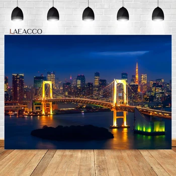Laeacco Şehir Manzarası Şehir Gece Sahne Gökdelen Zemin Modern Şehir Bina Köprü Manzara Portre Fotoğrafçılığı Arka Plan