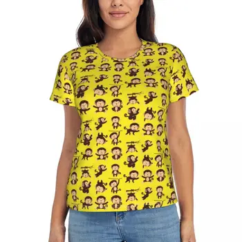 Komik Maymun T Shirt Kadın Sevimli Hayvan Baskı Y2K Komik O Boyun T Shirt Kısa Kollu Streetwear Tee Gömlek Plaj Tasarım Tees