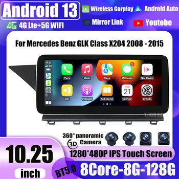 Araba Radyo Android 13 Mercedes Benz GLK Sınıfı İçin X204 2008-2015 10.25 İnç Carplay Video Otomatik Stereo GPS Navigasyon BT
