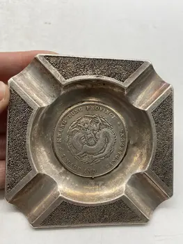 9.5 cm çin Beyaz bakır pirinç küllük disk Plaka çanak Kakma paraları metal el sanatları Aile dekorasyon