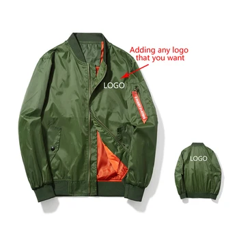 Asya Boyutu Cutom Yapılan Logolar Ceket Erkekler Tarzı Pilot Ceketler Bahar Fermuar Ceket Sonbahar Rüzgar Geçirmez Dış Giyim Erkek Su Geçirmez Palto