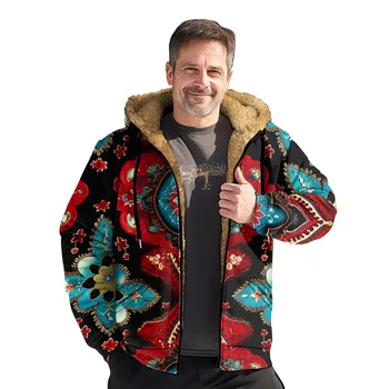 Erkek kışlık ceketler Narin Moda Erkek Ceketler Kış Kapşonlu Uzun Kollu Moda Baskılı Erkek Ceket Broş Mont Erkek