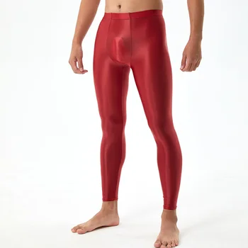 Elastik Parlak Skinny Tayt erkek pantolonları Saten Nefes Yoga Spor Tayt Rahat Spor Spor Uzun Pantolon Artı Boyutu 2023