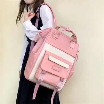 2023 Sırt Çantası Kadın Şeker Renk Laptop Sırt Çantaları Sevimli Kawaii Lise Çantaları Genç Kız için Japon Seyahat Kamp Sırt Çantası