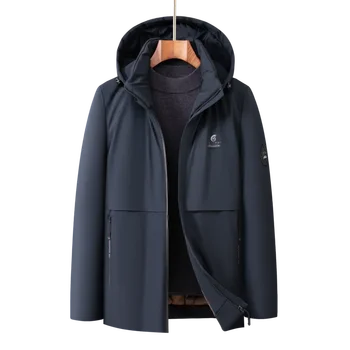 2023 Kış Ceket erkek Kalınlaşmış pamuklu ceket Ayrılabilir Kürk Yaka Orta Uzunlukta pamuklu ceket Rüzgar Geçirmez ve Sıcak Parkas