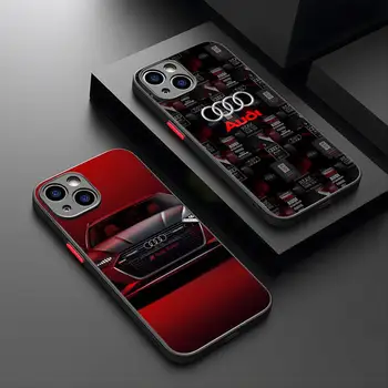 Lüks Spor Araba Audis Mousepad iPhone 15 14 13 Pro Max 12 Mini 11 SE 7 8 Artı XS X XR Mat Siyah Koruma Kılıfı