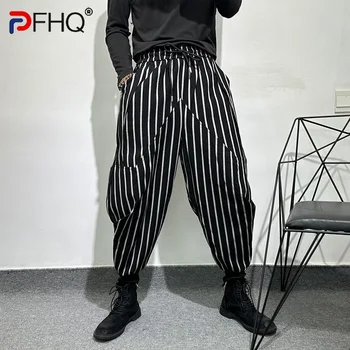 PFHQ erkek Düzensiz Gevşek Çizgili Tayt Popüler Yakışıklı Rahat Harlan Pantolon Sonbahar İpli Streetwear Pantolon 21Z2958
