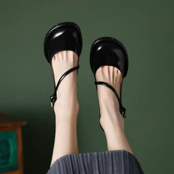 Kadın ayakkabısı 2023 Yeni Yaz Moda Mary Jane ayakkabı Kalın Topuk Peri Tarzı Rahat Yuvarlak Ayak Pompaları Fransız tek ayakkabı