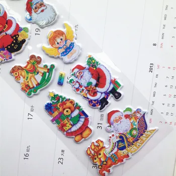Sıcak Satış YENİ 1/5 Adet Yılbaşı Hediyeleri 3D Karton Merry Christmas Kabarık Çıkartmalar Kabarcık Sticker Noel Baba Noel Dekor Çocuklar için