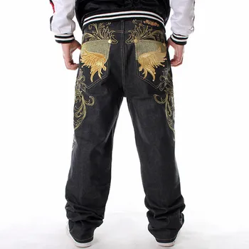2023 Moda erkek Yeni Gevşek Kot Hip Hop Nakış Graffiti Baskılı Büyük Boy kot pantolon Erkekler Streetwear Siyah Jean Pantolon