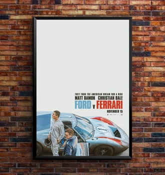 Ford v Ferrari 24 Le Mans Carroll Shelby Yarış Arabası GT40 Art Deco Sanat Grafik Minimal Minimalist Film Film Afiş Baskı