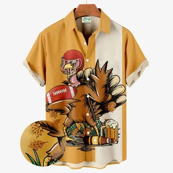 Hayvan Gömlek Erkekler İçin Komik Büyük Boy havai gömleği 3d Baskılı Moda Kısa Kollu Üstleri Gevşek erkek gömleği Lapels Bluzlar
