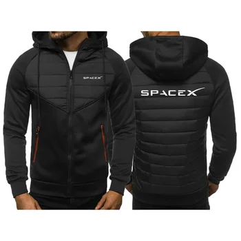 SpaceX Uzay X Logo 2024 erkek Yeni Sonbahar Ve Kış Moda Ceketler Pamuk Yastıklı Kalınlaşmak Sıcak Tutmak Rahat Mont Ceketler Kapşonlu