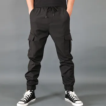 Erkek Kargo Pantolon Yaz Yeni Düz Renk Rahat Cepler İnce Tarzı Pamuk Dış Giyim Sokak Y2k Düz Pantolon