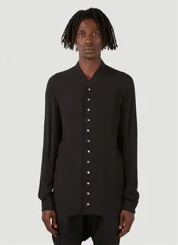 Erkek Basit V Yaka Uzun Kollu Gömlek Büyük Yeni Kişiselleştirilmiş Çok Düğmeli Moda Trendi Siyah Çok Yönlü Rahat Üst