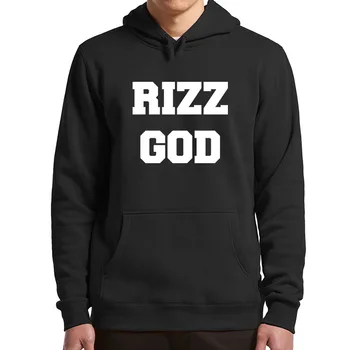 Rizz Tanrı Hoodies Komik Popüler Argo Genç Y2k Hediye Kapüşonlu Sweatshirt Rahat Yumuşak Unisex Kadın Erkek Giyim