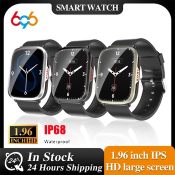 Yeni Erkekler 1.96 İnç bluetooth Çağrı akıllı saatler IP68 Su Geçirmez Kalp Hızı Uyku Monitör Spor Spor 300mAh Smartwatch