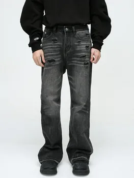SYUHGFA erkek Giyim 2024 Sonbahar Yeni Amerikan Tarzı Streetwear Vintage Yıkanmış Moda Delik Kot Rahat Kot Pantolon
