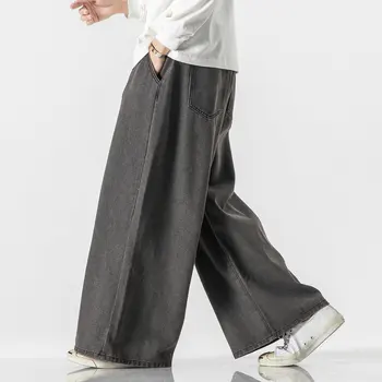 Büyük boy Erkek Kot Geniş bacak Pantolon Sonbahar Hip-Hop Denim Pantolon Çiftler Gevşek Rahat Jean Erkek Kadın Vintage Streetwear 5XL