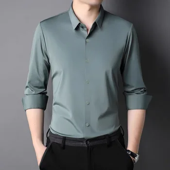 High end erkek iş eğlence uzun kollu gömlek 2024 İlkbahar Sonbahar Yeni Moda Kore versiyonu Gelişmiş anlamda yaka gömlek üst