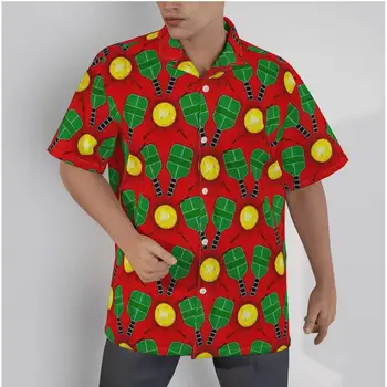 Hawaii Gömlek Erkekler için Serin ping-pong Baskı Plaj Kısa Kollu Yaz Casual Düğme Up Tops 3D Gömlek