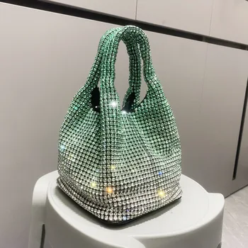 Kadınlar İçin çanta 2023 Lüks Çanta Kolu Rhinestones Akşam el çantası Çantalar Kadınlar İçin Parlak Kristal Debriyaj çanta kova çanta