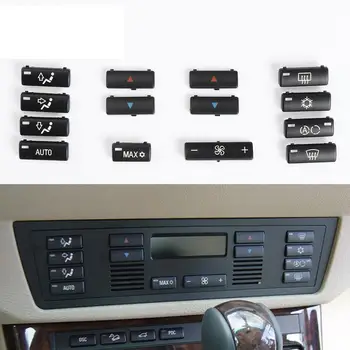 BMW için E39 E53 14 Düğmeler Anahtar Kapaklar Araba Merkezi Konsol Klima A / C Kontrol Paneli Anahtarı Düğmeleri 5 Serisi X5 64116915812