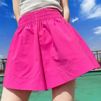 Düz Gevşek 2023 kadın Giyim Katı Şort Elastik Bel Yaz İnce Tatlı Genç Tarzı Streetwear Casual Kore Moda
