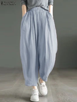 ZANZEA 2024 O Tarzı harem pantolon Kadın Rahat Tüm Maç Pantalon Basit Cepler Bahar Moda Dipleri Katı Kore Uzun pantolon