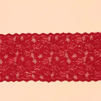 25Yds 15cm Elastik Streç dantel süs kumaşı Kırmızı Pembe Elbise Etek Etek İç Çamaşırı Dikiş El Sanatları DIY giyim kumaşları Yüksek Kaliteli