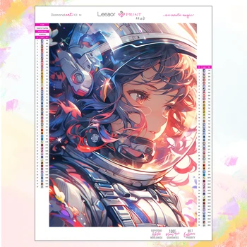 5D Astronot Güzel Kız Elmas Boyama Renkli Boya Graffiti Uzay Fantezi Manzara Tam Elmas Mozaik Sanatı Nakış Kiti