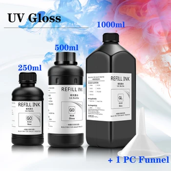 UV Parlak Mürekkep UV İyileştirilebilir Vernik Epson L800 L805 L1800 1390 1400 1430 R290 R300 DX5 DX7 Baskı Kafası 250ml 500ml 1000ml