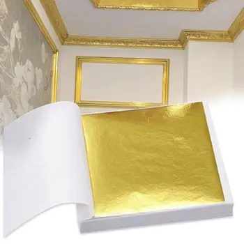 100 Yaprak İmitasyon Altın Gümüş Folyo Kağıt Yaprak Yaldız DIY Sanat kraft el işi kağıdı Doğum Günü Partisi Düğün Pastası Tatlı Süslemeleri