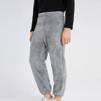 2023 Sonbahar Kış Erkekler Kalın Sıcak Pazen Pijama Pantolon Yumuşak Rahat Elastik Bel İpli Polar Uyku Dipleri Gecelik Erkek